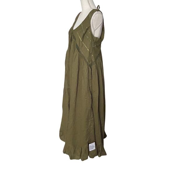 ASOS DESIGN Olive Hanky‎ Hem Maxi Dress Scoop Neck Boho Chic Party Dress-Size 10 - Picture 4 of 8